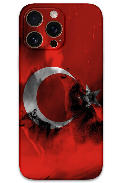 İphone 16 Pro Max Uyumlu Türk Bayrağı Desenli Telefon Kılıfı + Ekran Koruyucu - 5854