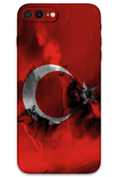 İphone 8 Plus Uyumlu Türk Bayrağı Desenli Telefon Kılıfı + Ekran Koruyucu - 5854