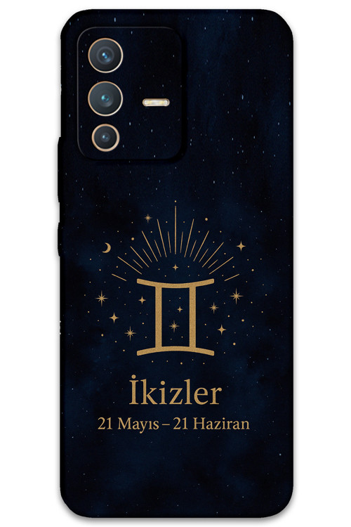 Vivo V23 5G Uyumlu İkizler Burcu Desenli Telefon Kılıfı + Ekran Koruyucu - 5770