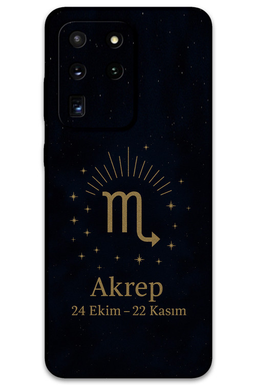 Galaxy S20 Ultra Uyumlu Akrep Burcu Desenli Telefon Kılıfı + Ekran Koruyucu - 5775