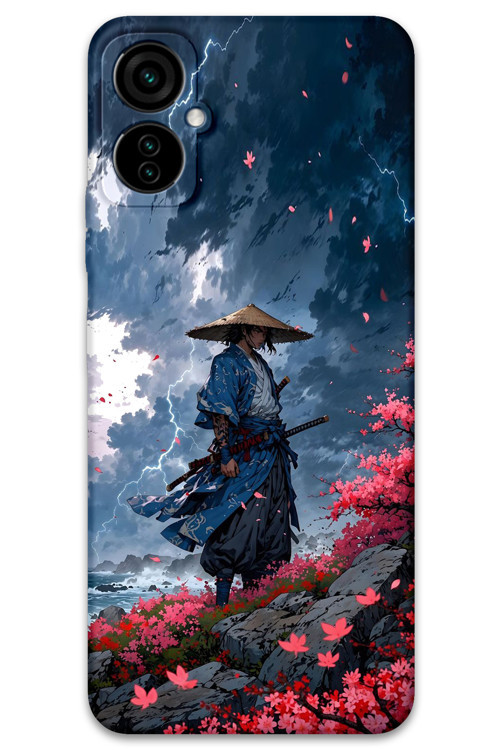 Tecno Camon 19 Neo Uyumlu Samuray Desenli Telefon Kılıfı + Ekran Koruyucu - 5825