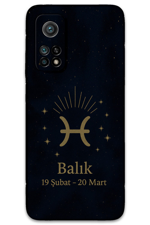Xiaomi Mi 10T Pro Uyumlu Balık Burcu Desenli Telefon Kılıfı + Ekran Koruyucu - 5779