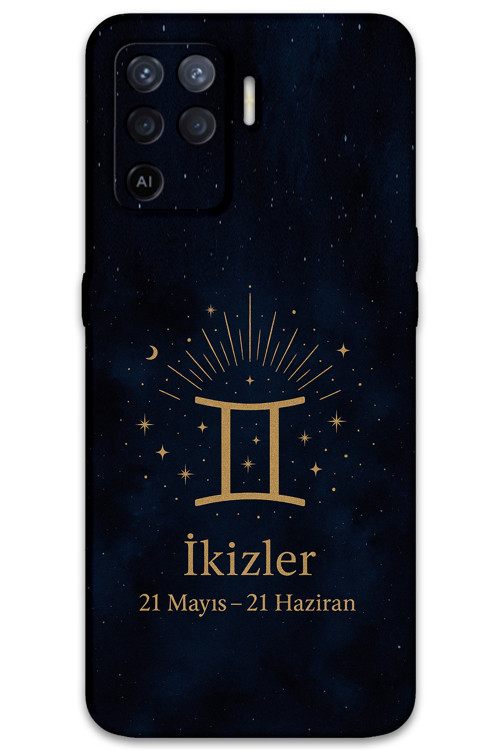 Oppo Reno 5 Lite Uyumlu İkizler Burcu Desenli Telefon Kılıfı + Ekran Koruyucu - 5770