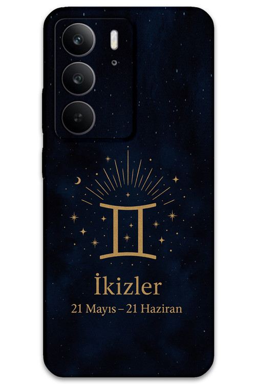 Realme C75 Uyumlu İkizler Burcu Desenli Telefon Kılıfı + Ekran Koruyucu - 5770