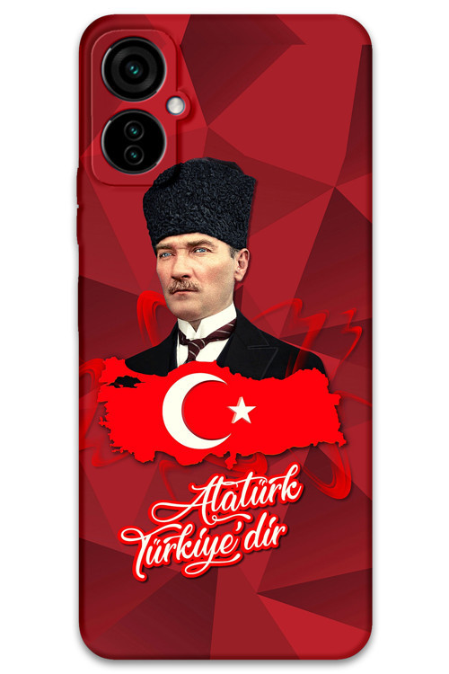 Tecno Camon 19 Neo Uyumlu Atatürk Desenli Telefon Kılıfı + Ekran Koruyucu - 5851