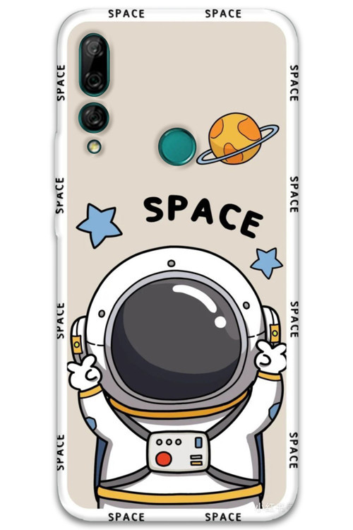 Huawei Y9 Prime 2019 Uyumlu Astronot Desenli Telefon Kılıfı + Ekran Koruyucu - 5865