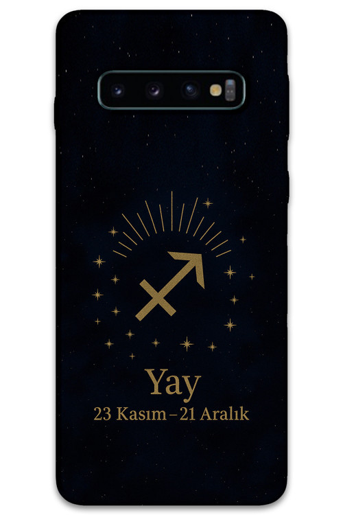 Galaxy S10 Plus Uyumlu Yay Burcu Desenli Telefon Kılıfı + Ekran Koruyucu - 5776