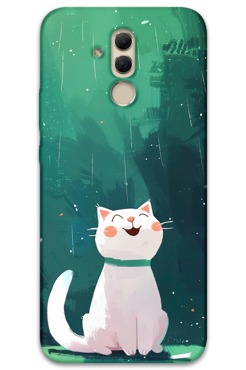 Huawei Mate 20 Lite Uyumlu Kedi Desenli Telefon Kılıfı + Ekran Koruyucu - 5781