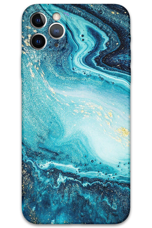 İphone 11 Pro Max Uyumlu Mermer Desenli Telefon Kılıfı + Ekran Koruyucu - 5818