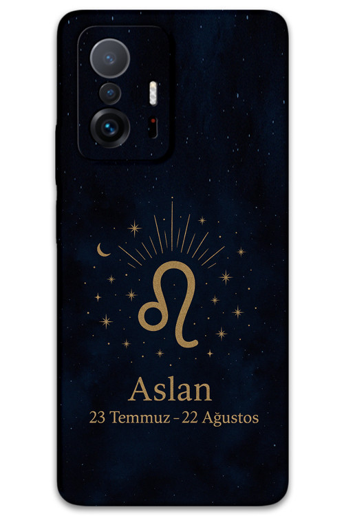 Xiaomi Mi 11T Pro Uyumlu Aslan Burcu Desenli Telefon Kılıfı + Ekran Koruyucu - 5772