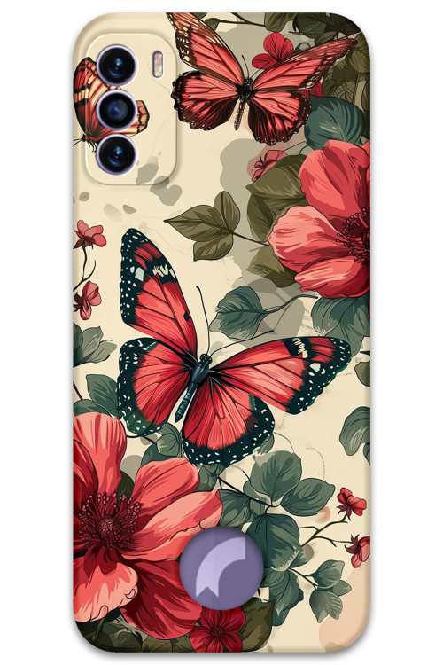 Reeder S19 Max Pro S Uyumlu Kelebek Desenli Telefon Kılıfı + Ekran Koruyucu - 5795