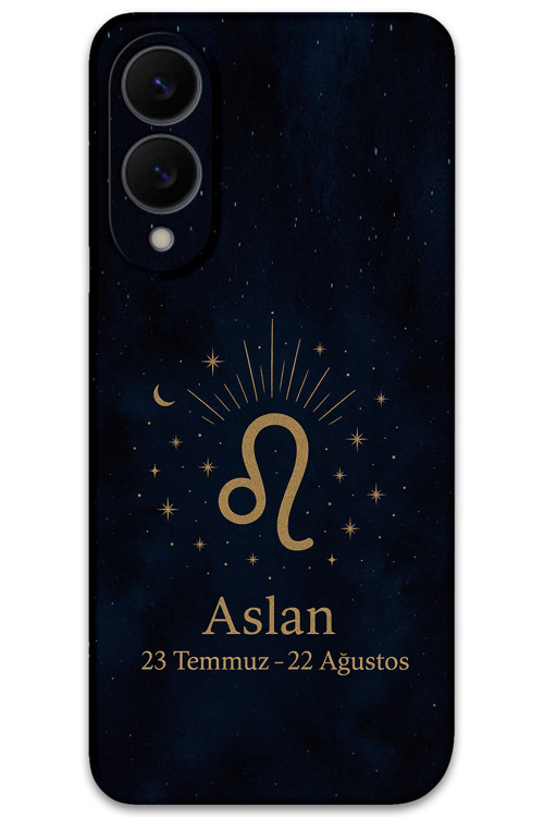 Galaxy S25 Edge Uyumlu Aslan Burcu Desenli Telefon Kılıfı + Ekran Koruyucu - 5772