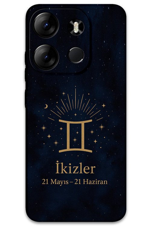 Tecno Spark Go 2023 Uyumlu İkizler Burcu Desenli Telefon Kılıfı + Ekran Koruyucu - 5770