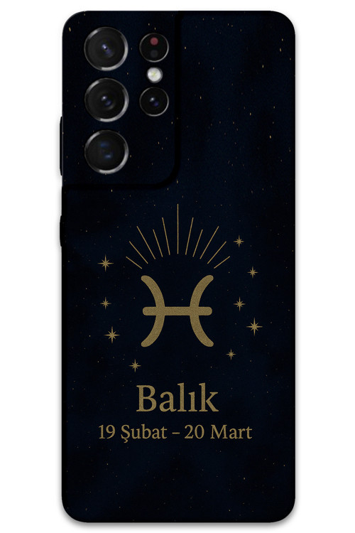 Galaxy S21 Ultra Uyumlu Balık Burcu Desenli Telefon Kılıfı + Ekran Koruyucu - 5779