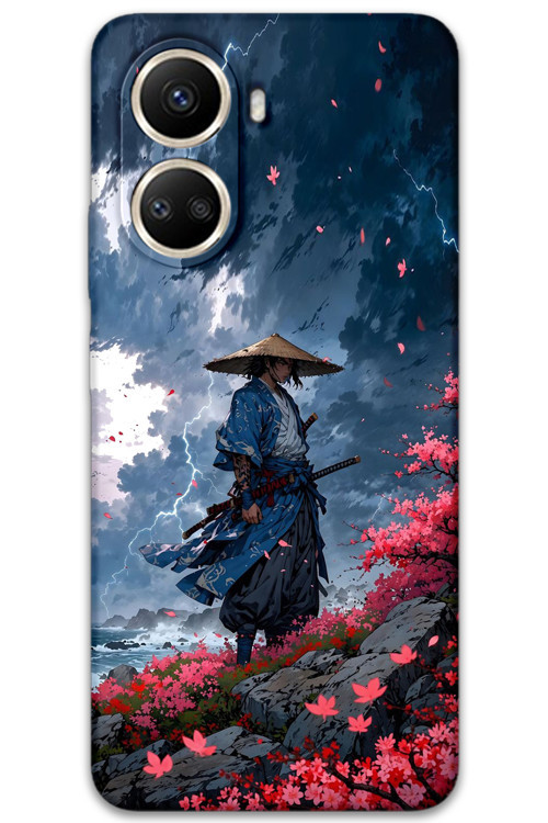 Huawei Nova 10 Se Uyumlu Samuray Desenli Telefon Kılıfı + Ekran Koruyucu - 5825