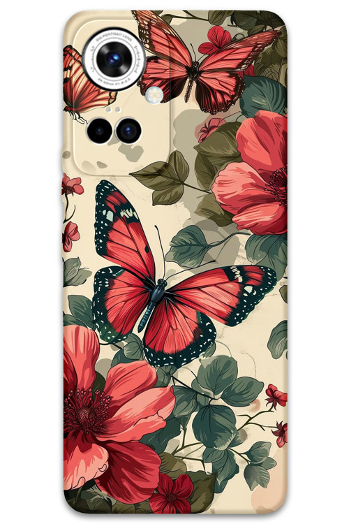 Tecno Camon 19 Pro Uyumlu Kelebek Desenli Telefon Kılıfı + Ekran Koruyucu - 5795