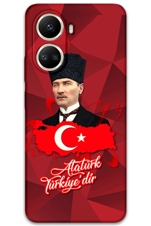 Huawei Nova 10 Se Uyumlu Atatürk Desenli Telefon Kılıfı + Ekran Koruyucu - 5851