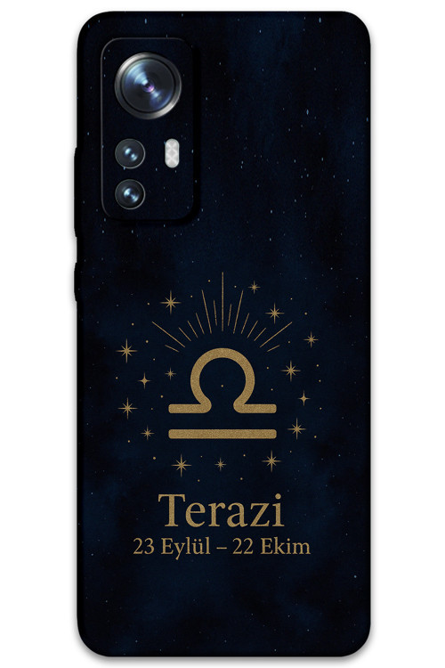 Xiaomi Mi 12 Pro Uyumlu Terazi Burcu Desenli Telefon Kılıfı + Ekran Koruyucu - 5774