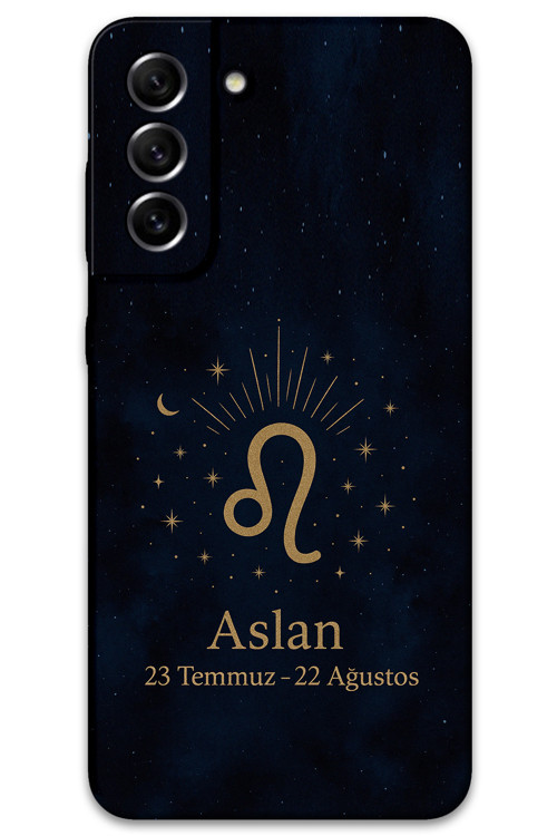 Galaxy S21 Fe Uyumlu Aslan Burcu Desenli Telefon Kılıfı + Ekran Koruyucu - 5772
