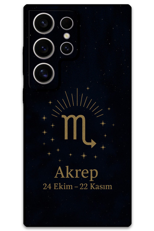Galaxy S22 Ultra Uyumlu Akrep Burcu Desenli Telefon Kılıfı + Ekran Koruyucu - 5775
