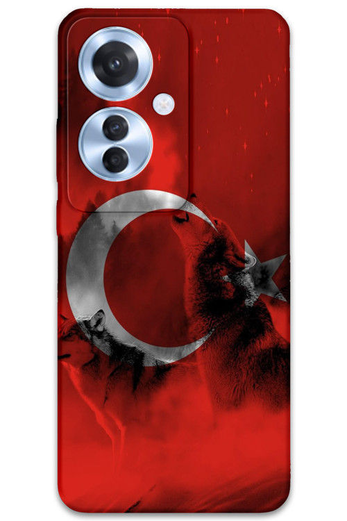 Oppo Reno 11F Uyumlu Türk Bayrağı Desenli Telefon Kılıfı + Ekran Koruyucu - 5854