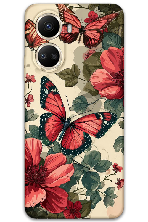 Huawei Nova 10 Se Uyumlu Kelebek Desenli Telefon Kılıfı + Ekran Koruyucu - 5795