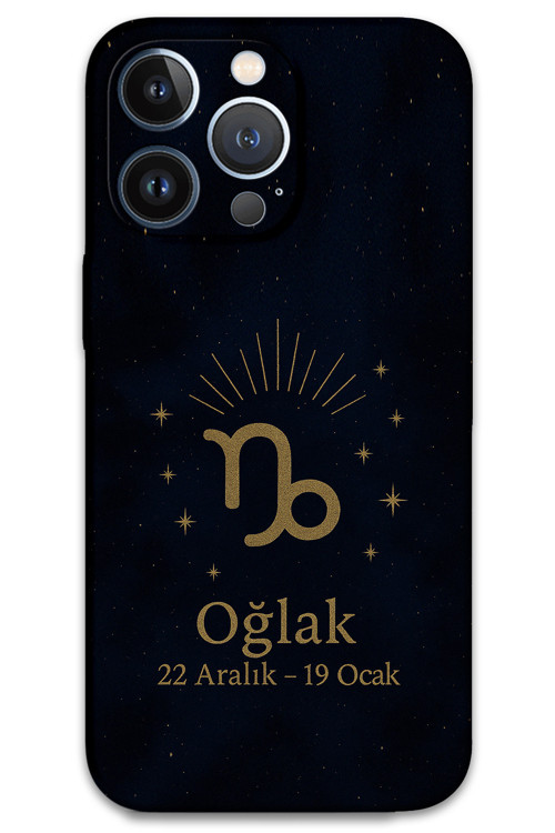İphone 13 Pro Max Uyumlu Oğlak Burcu Desenli Telefon Kılıfı + Ekran Koruyucu - 5777