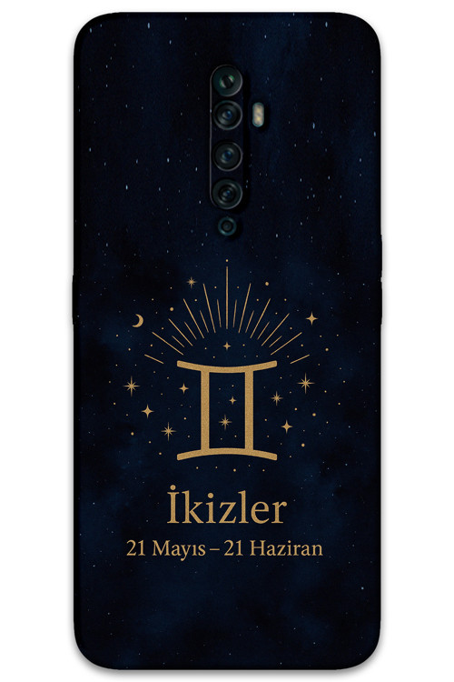Oppo Reno 2Z Uyumlu İkizler Burcu Desenli Telefon Kılıfı + Ekran Koruyucu - 5770