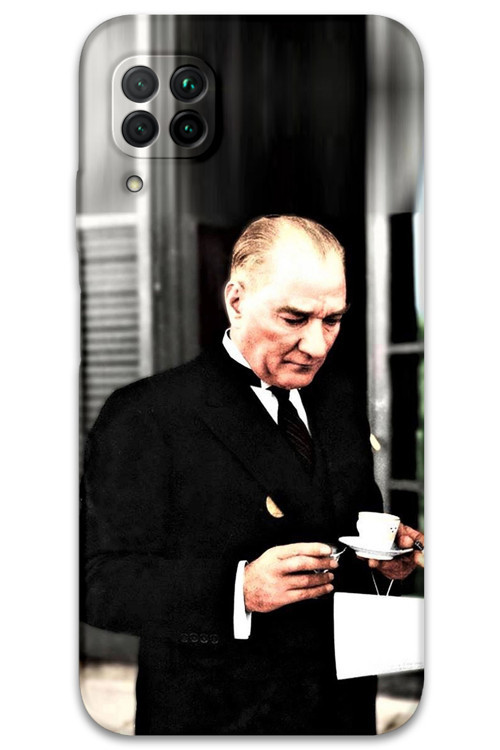 Huawei P40 Lite Uyumlu Atatürk Desenli Telefon Kılıfı + Ekran Koruyucu - 5850