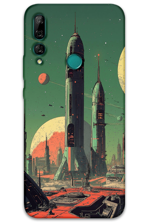 Huawei Y9 Prime 2019 Uyumlu Uzay Desenli Telefon Kılıfı + Ekran Koruyucu - 5870