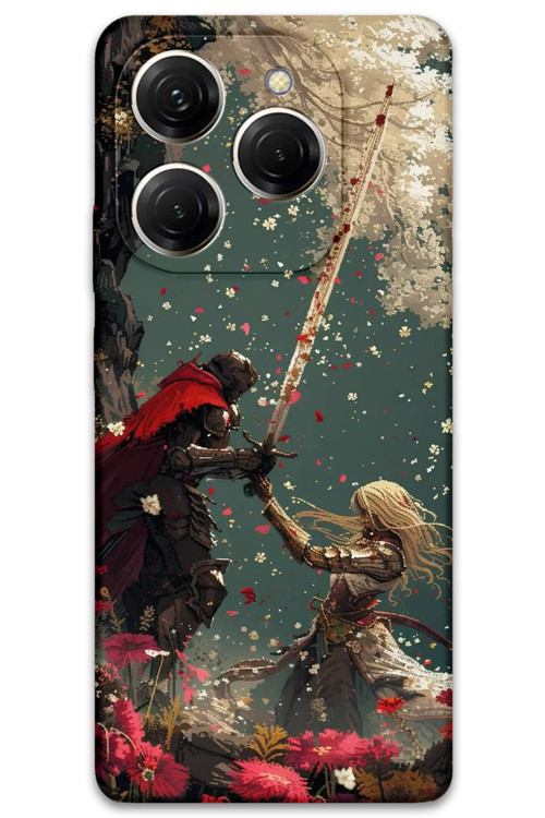 Tecno Spark 20 Pro Uyumlu Retro Desenli Telefon Kılıfı + Ekran Koruyucu - 5838