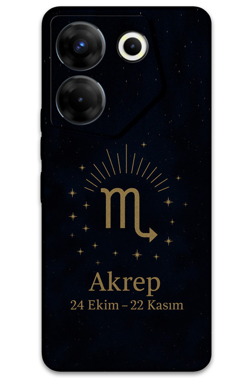 Tecno Camon 20 Uyumlu Akrep Burcu Desenli Telefon Kılıfı + Ekran Koruyucu - 5775