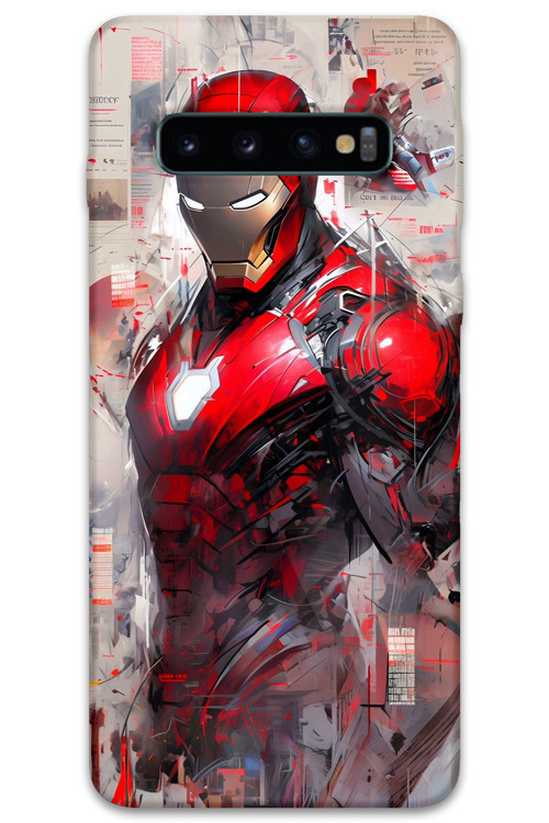 Galaxy S10 Plus Uyumlu İronman Desenli Telefon Kılıfı + Ekran Koruyucu - 5828