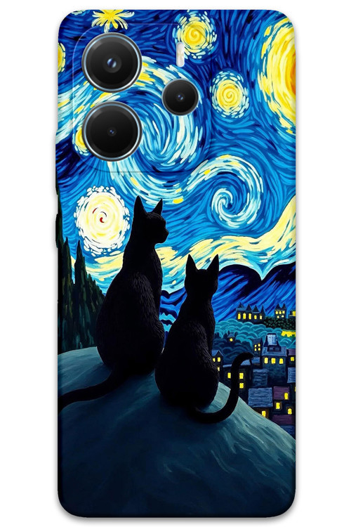 Xiaomi Redmi Note 14 5G Uyumlu Kedi Desenli Telefon Kılıfı + Ekran Koruyucu - 5782