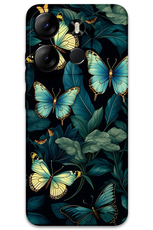 Tecno Spark Go 2023 Uyumlu Kelebek Desenli Telefon Kılıfı + Ekran Koruyucu - 5791