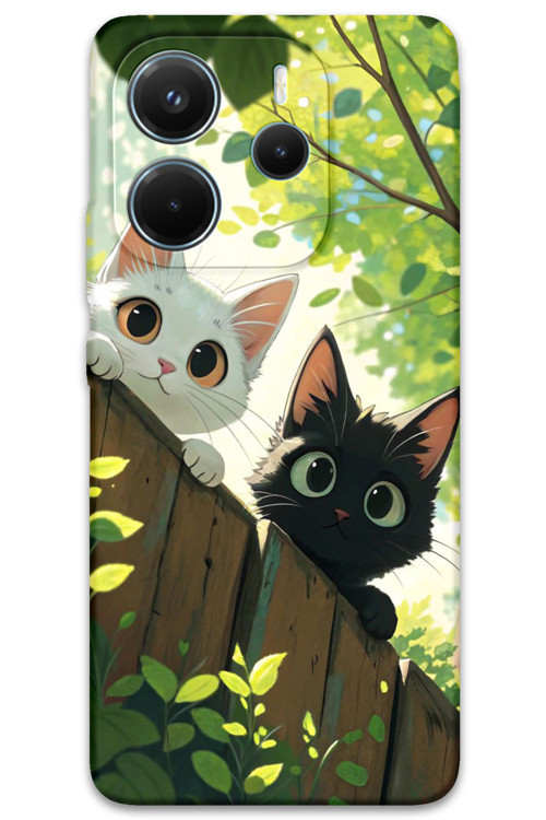 Xiaomi Redmi Note 14 5G Uyumlu Kedi Desenli Telefon Kılıfı + Ekran Koruyucu - 5785