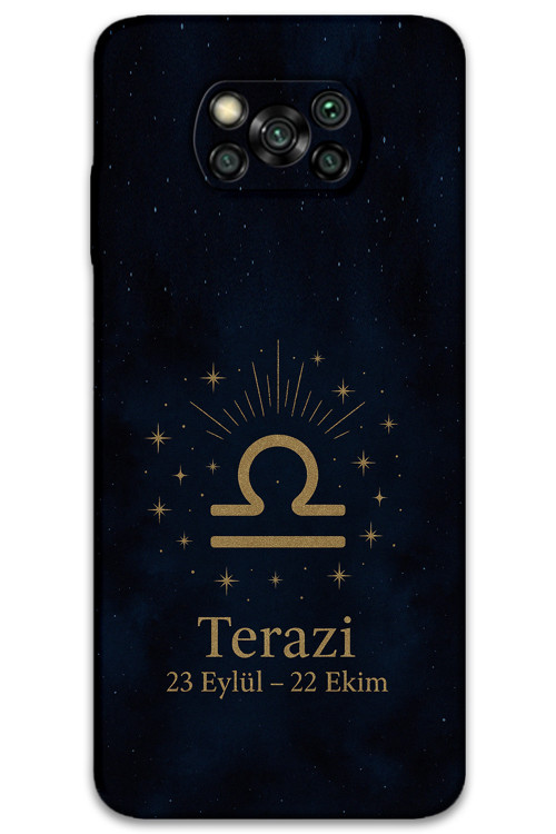 Poco X3 Nfc Uyumlu Terazi Burcu Desenli Telefon Kılıfı + Ekran Koruyucu - 5774