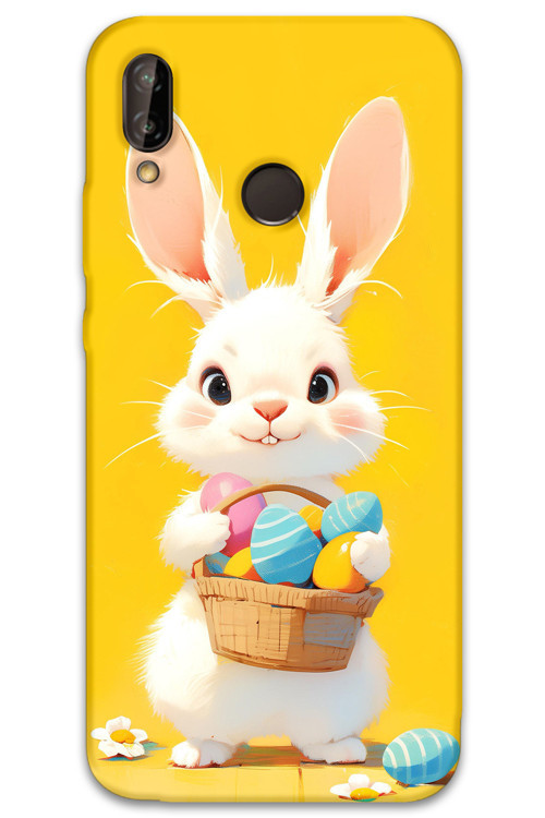 Huawei P Smart 2019 Uyumlu Tavşan Desenli Telefon Kılıfı + Ekran Koruyucu - 5806