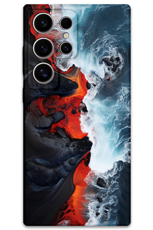 Galaxy S25 Ultra Uyumlu Mermer Desenli Telefon Kılıfı + Ekran Koruyucu - 5811