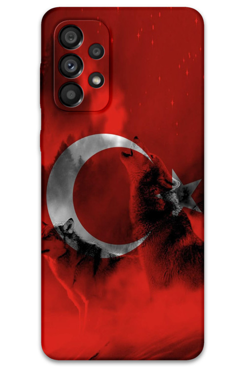 Galaxy A32 Uyumlu Türk Bayrağı Desenli Telefon Kılıfı + Ekran Koruyucu - 5854