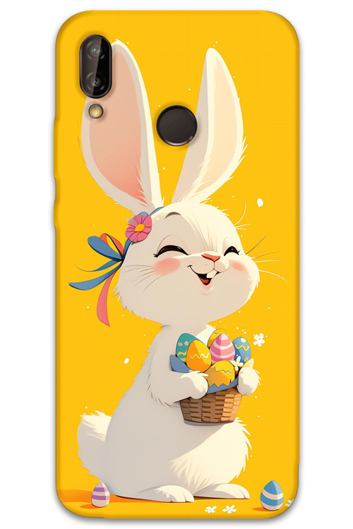 Huawei P Smart 2019 Uyumlu Tavşan Desenli Telefon Kılıfı + Ekran Koruyucu - 5807