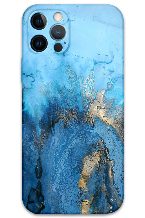 İphone 12 Pro Max Uyumlu Mermer Desenli Telefon Kılıfı + Ekran Koruyucu - 5812