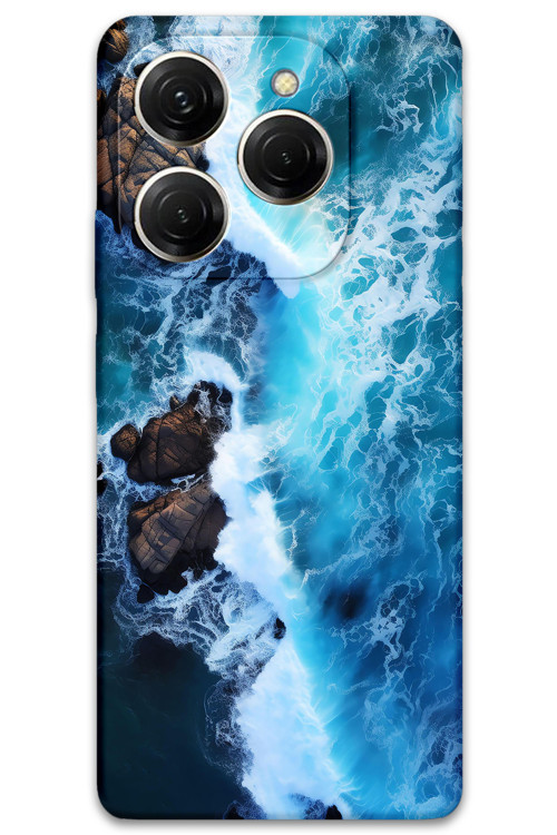 Tecno Spark 20 Pro Uyumlu Mermer Desenli Telefon Kılıfı + Ekran Koruyucu - 5810