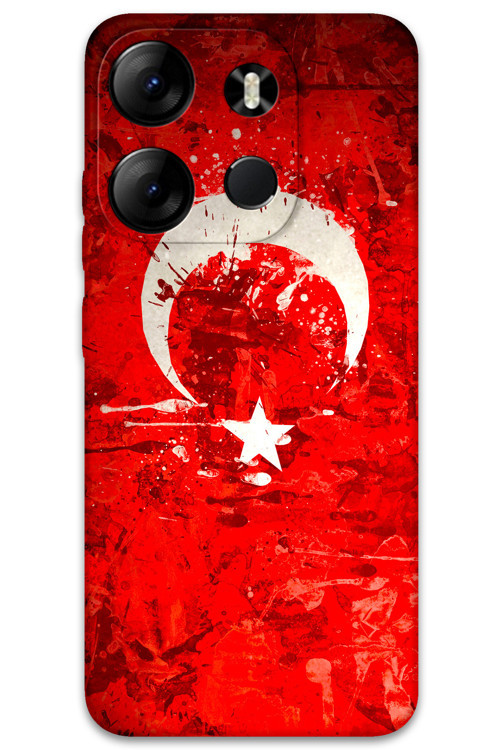 Tecno Spark Go 2023 Uyumlu Türk Bayrağı Desenli Telefon Kılıfı + Ekran Koruyucu - 5847