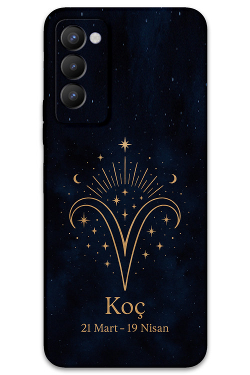 Tecno Camon 18 Uyumlu Koç Burcu Desenli Telefon Kılıfı + Ekran Koruyucu - 5768