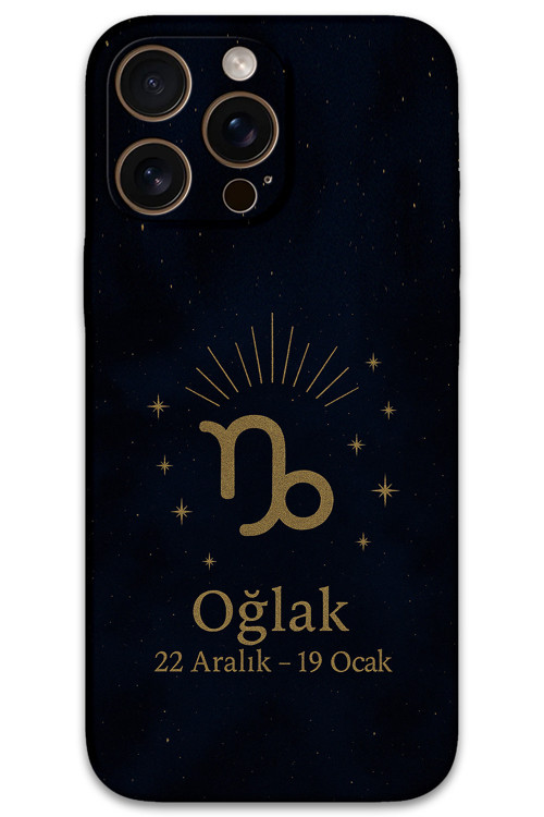 İphone 16 Pro Max Uyumlu Oğlak Burcu Desenli Telefon Kılıfı + Ekran Koruyucu - 5777