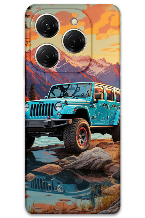 Tecno Spark 20 Pro Uyumlu Araba Desenli Telefon Kılıfı + Ekran Koruyucu - 5758