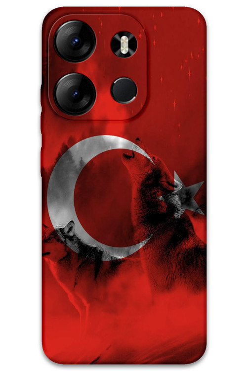 Tecno Spark Go 2023 Uyumlu Türk Bayrağı Desenli Telefon Kılıfı + Ekran Koruyucu - 5854