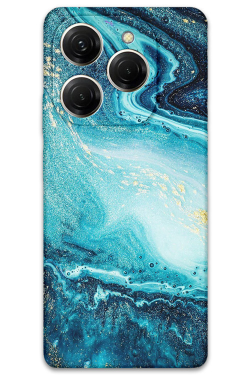 Tecno Spark 20 Pro Uyumlu Mermer Desenli Telefon Kılıfı + Ekran Koruyucu - 5818