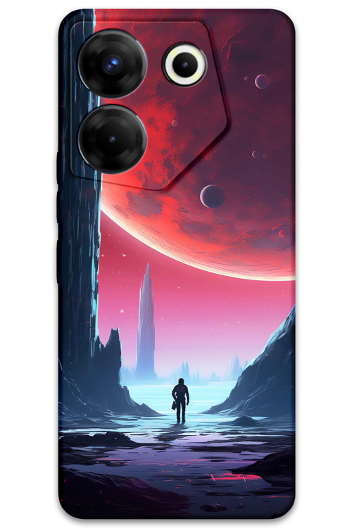 Tecno Camon 20 Pro 4G Uyumlu Uzay Desenli Telefon Kılıfı + Ekran Koruyucu - 5860